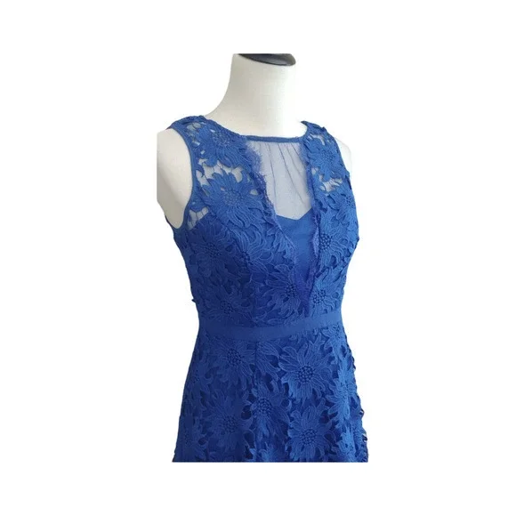 NEW WITH TAGS Sz 16 Adrianna Papell Blue Floral Lace Dress
